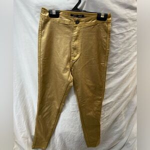 Jc Jo jeans Gold spandex skinny leg disco Pants ladies sz M